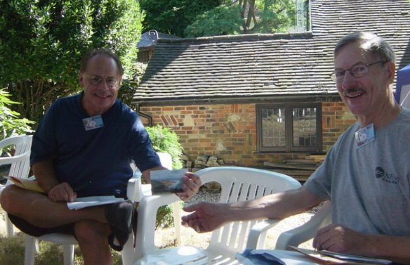 ../Images/Jimmy-W6JKV presenting his J79KV QSL card to Nick-5B4FL and many others - this was Jimmy's longest QSO on the DXpedition.jpg